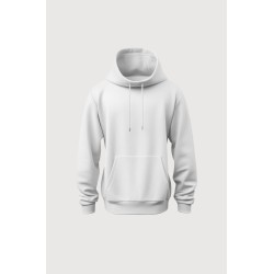 Bluza z kapturem unisex off-white – luźny krój, kieszeń kangurka