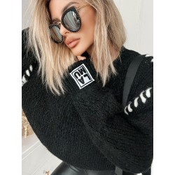 Sweter damski czarny klasyczny - elegancki na co dzień