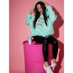 Bluza damska oversize jasnomiętowa, rozmiar uniwersalny 46/23A