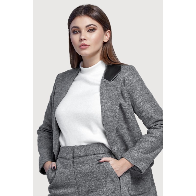 Taliowana marynarka w kratkę z domieszką wełny