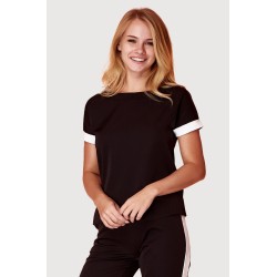 Dopasowany damski t-shirt czarny bawełna z elastanem